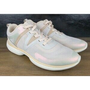 Vionic Shoes 8 Leyo Sneakers Cream Reflective Walking Casual Lightweight